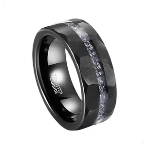 Anillo Tungsteno Infinity Line 8mm Facetado, Calidad Premium