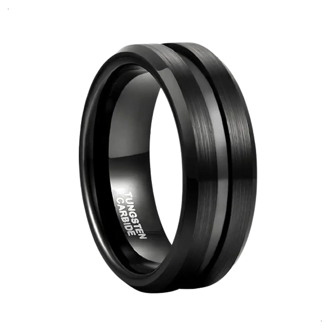 Anillo Tungsteno Black Horizon 8mm, Ultra Resistente 1