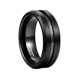 Anillo Tungsteno Black Horizon 8mm, Ultra Resistente