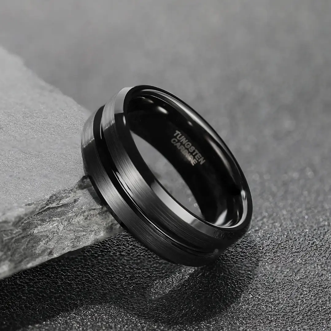 Anillo Tungsteno Black Horizon 8mm, Ultra Resistente 2