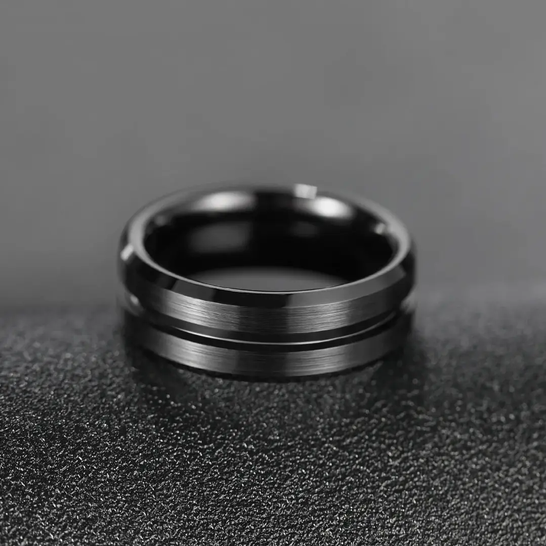 Anillo Tungsteno Black Horizon 8mm, Ultra Resistente 3