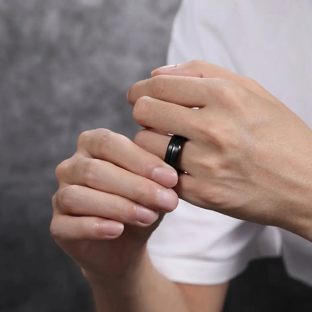 Anillo Tungsteno Black Horizon 8mm, Ultra Resistente 5