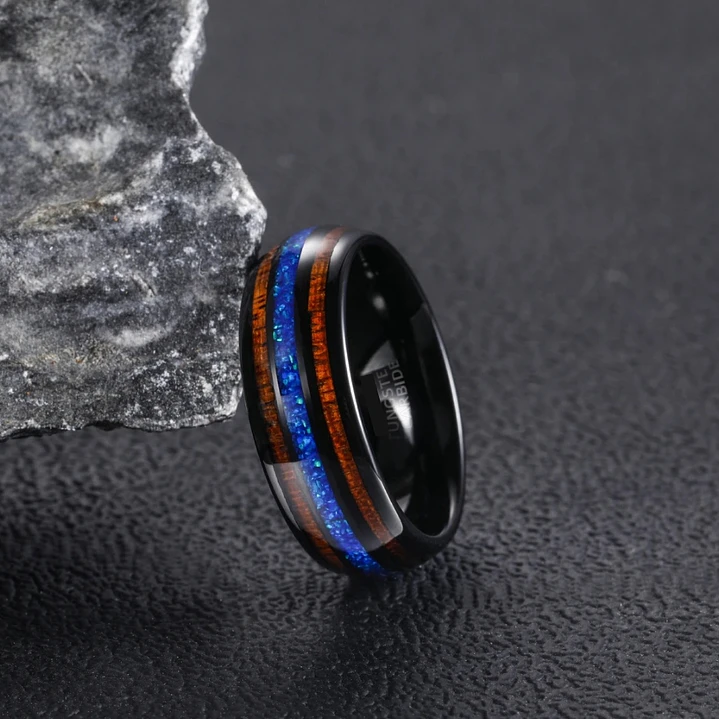 Anillo Tungsteno Noctis Blue 8mm, Estilo y Durabilidad 2