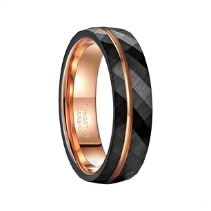 Anillo Tungsteno Infinite Rose 6mm, Compromiso Premium