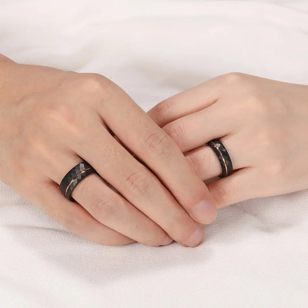 Anillo Tungsteno Infinite Rose 6mm, Compromiso Premium 6