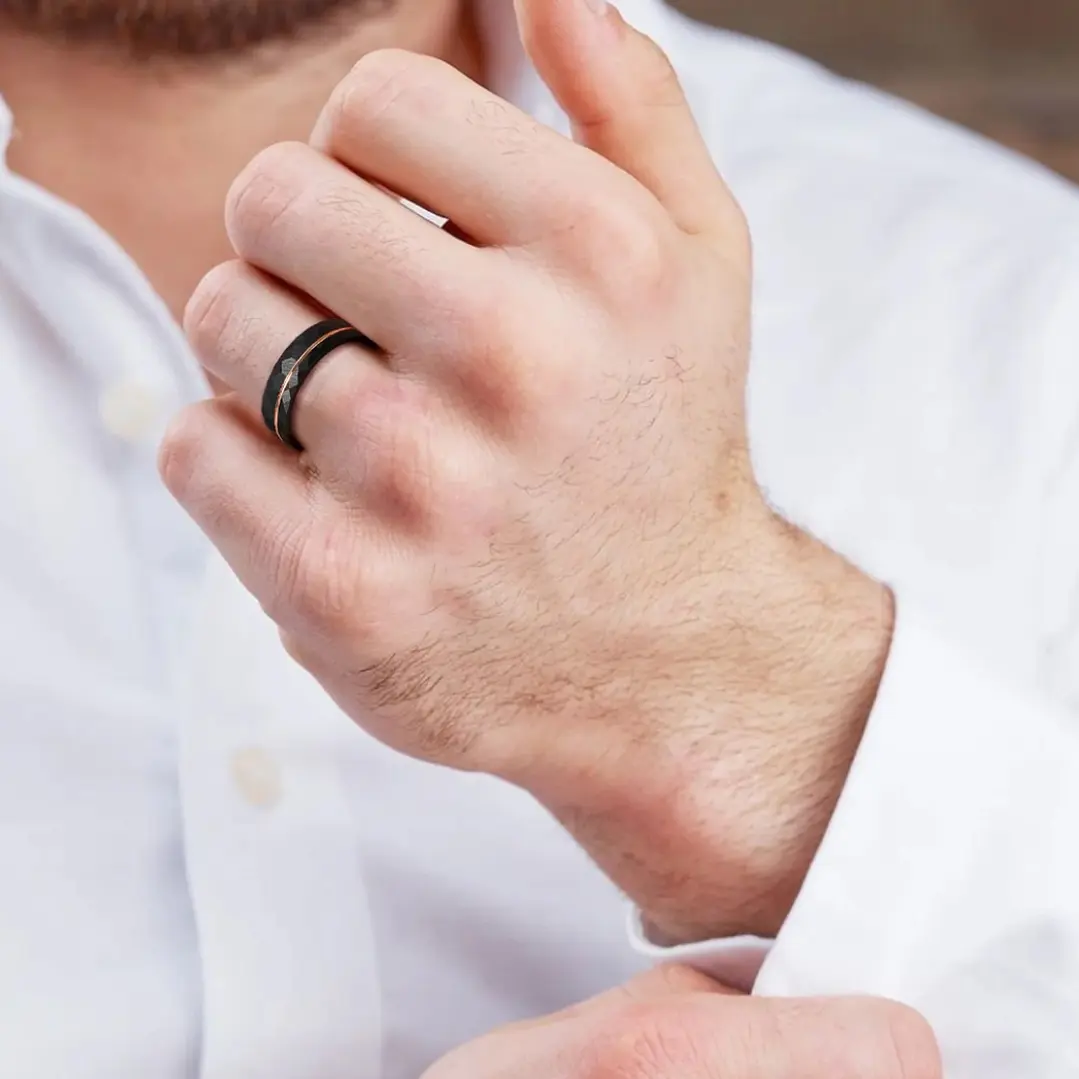 Anillo Tungsteno Infinite Rose 6mm, Compromiso Premium 5