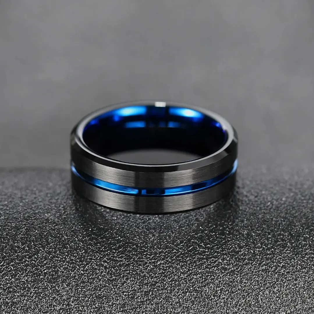 Anillo Tungsteno Stellar Blue 8mm, Alta Resistencia 2