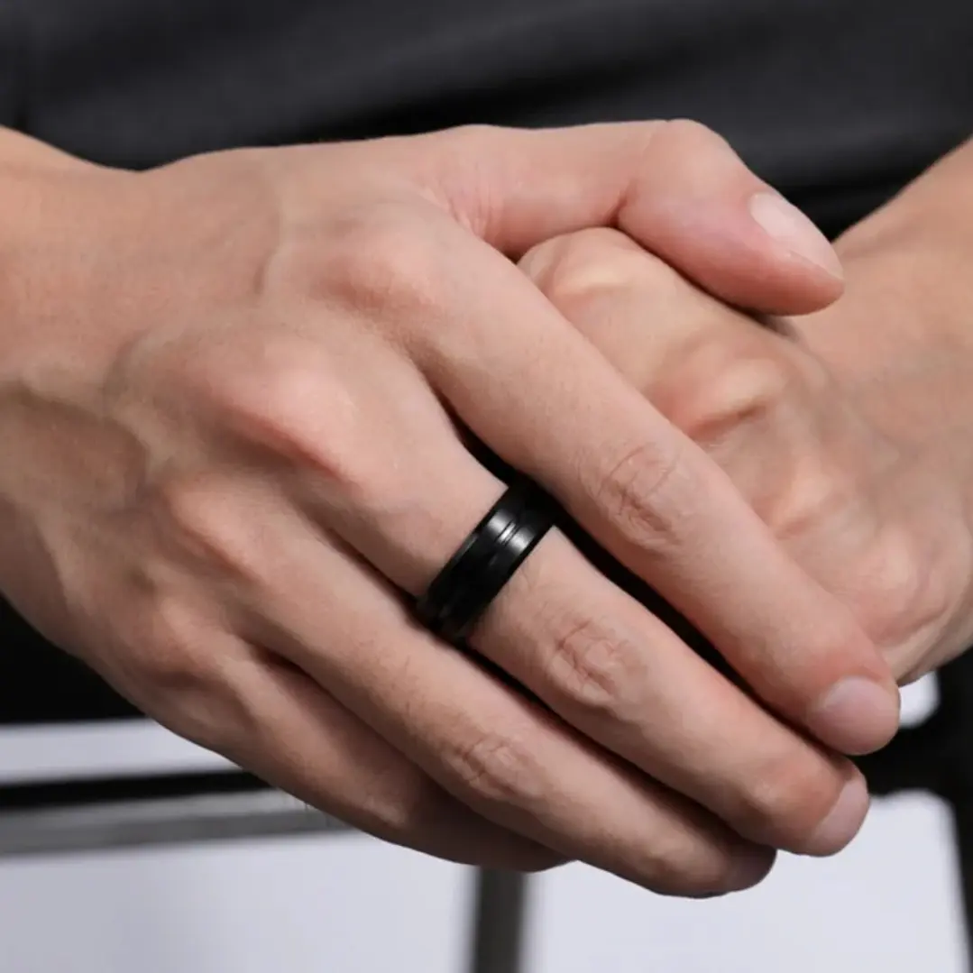 Anillo Tungsteno Black Horizon 8mm, Ultra Resistente 4