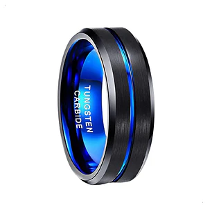 Anillo Tungsteno Stellar Blue 8mm, Alta Resistencia
