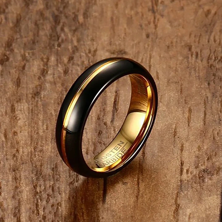 Anillo Tungsteno Midnight Gold 6mm, Estilo y Durabilidad 2