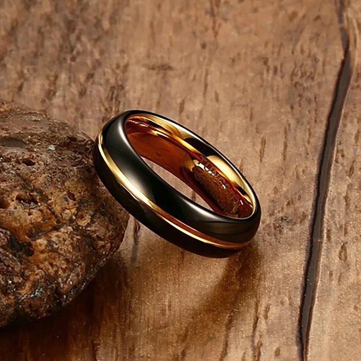 Anillo Tungsteno Midnight Gold 6mm, Estilo y Durabilidad 3