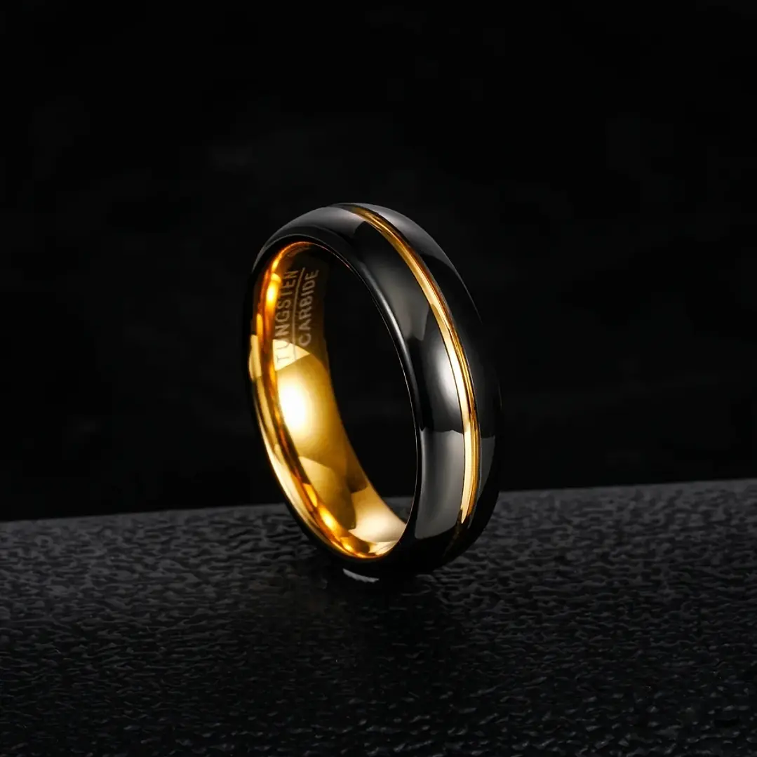 Anillo Tungsteno Midnight Gold 6mm, Estilo y Durabilidad 4