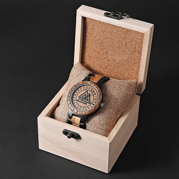 Reloj Vikingo Valknut Hombre, Madera De Bambú 8