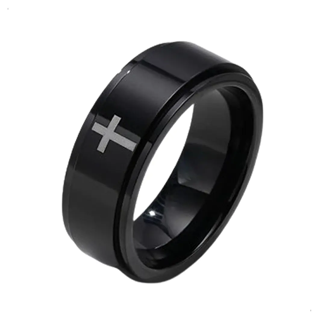 Anillo Spinner Giratorio Cross, Acero Inoxidable, Unisex 1