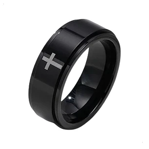 Anillo Spinner Giratorio Cross, Acero Inoxidable, Unisex