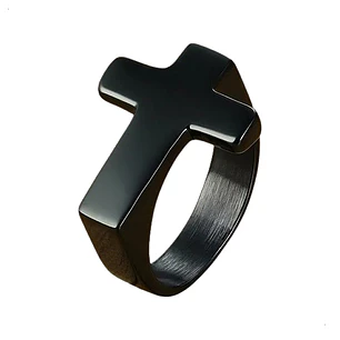 Anillo Black Cross, Acero Inoxidable, Hombre