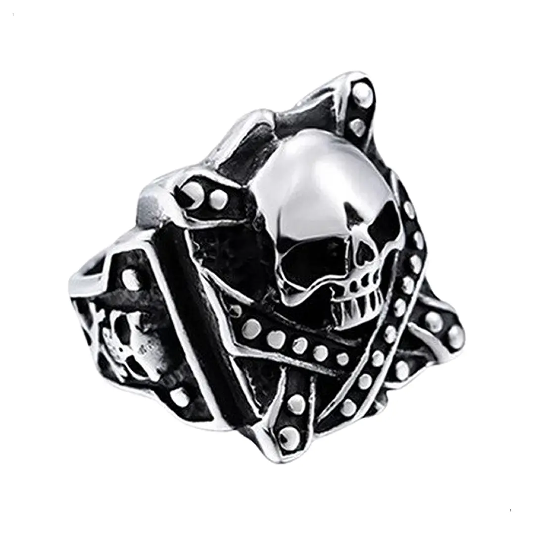 Anillo Calavera Tachas, Acero Inoxidable 1