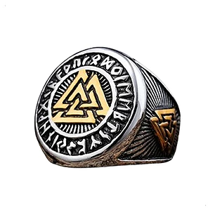 Anillo Vikingo Valknut, Acero Inoxidable, Hombre