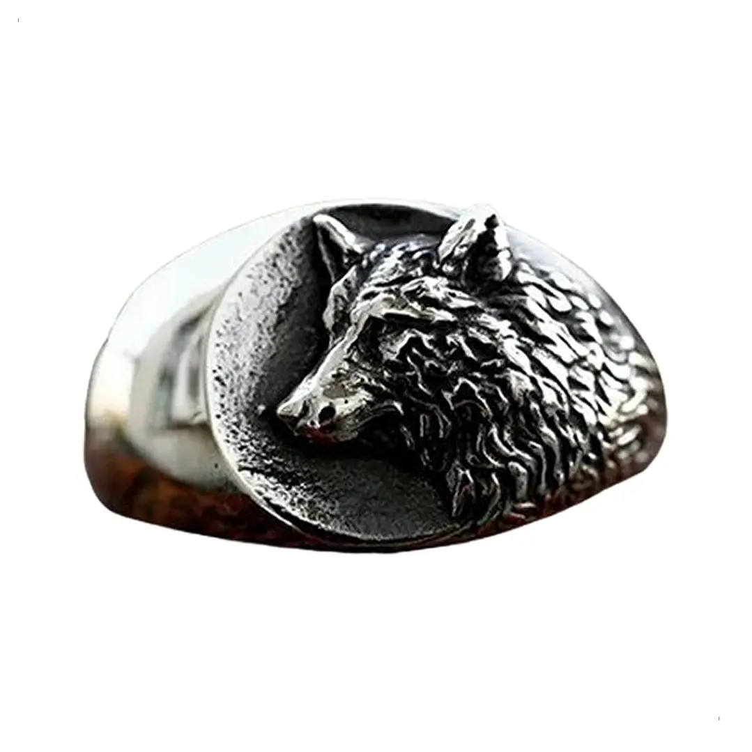 Anillo Vikingo Lobo Nórdico, Acero Inoxidable, Hombre 1