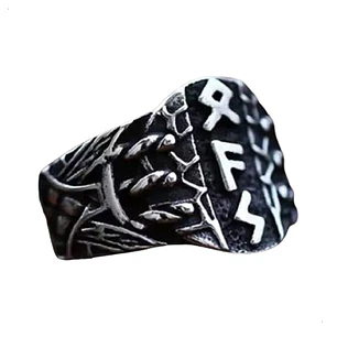 Anillo Vikingo Runas Nórdicas Unisex, Acero Inoxidable