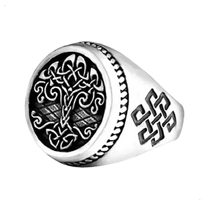 Anillo Vikingo Yggdrasil, Acero Inoxidable, Hombre