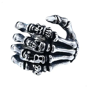 Anillo Skull Hand, Acero Inoxidable, Unisex
