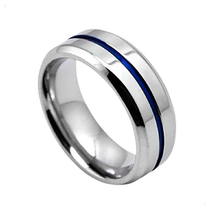 Anillo Silver And Blue, Acero Inoxidable, Hombre