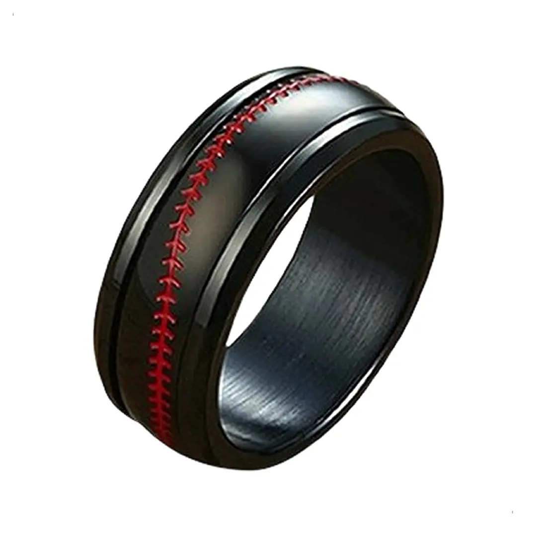 Anillo Black And Red, Spinner Giratorio, Acero Inoxidable 1