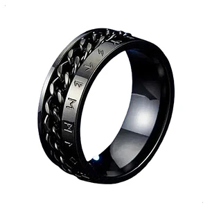 Anillo Vikingo Spinner Giratorio Runas, Acero Inoxidable