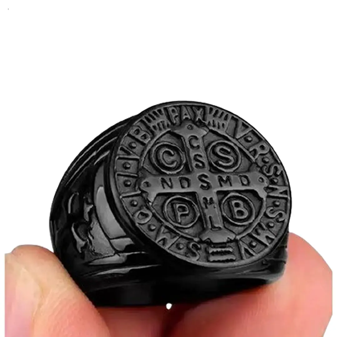 Anillo Medalla De San Benito, Acero Inoxidable, Hombre 1