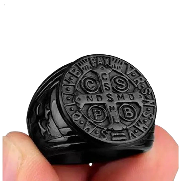 Anillo Medalla De San Benito, Acero Inoxidable, Hombre 1