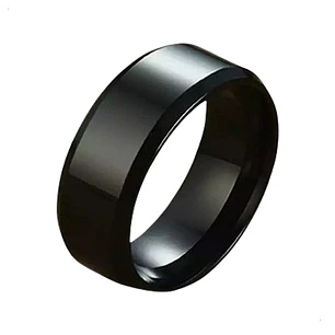 Anillo Black Bisel, Acero Inoxidable, Hombre