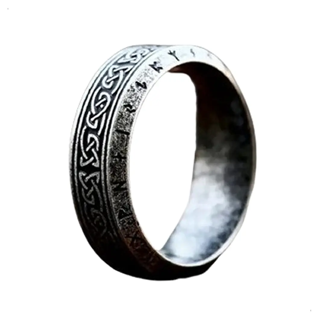 Anillo Siggy Nudo Y Runas, Acero Inoxidable, Unisex 1