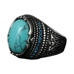 Anillo Milán, Piedra Turquesa, Acero Inoxidable, Mujer