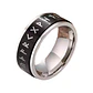Anillo Vikingo Runas Spinner Unisex, Borde Plateado - Miniatura 1