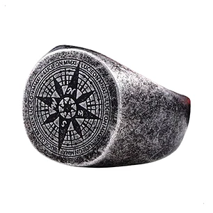 Anillo Brújula, Estilo Vintage, Acero Inoxidable, Hombre