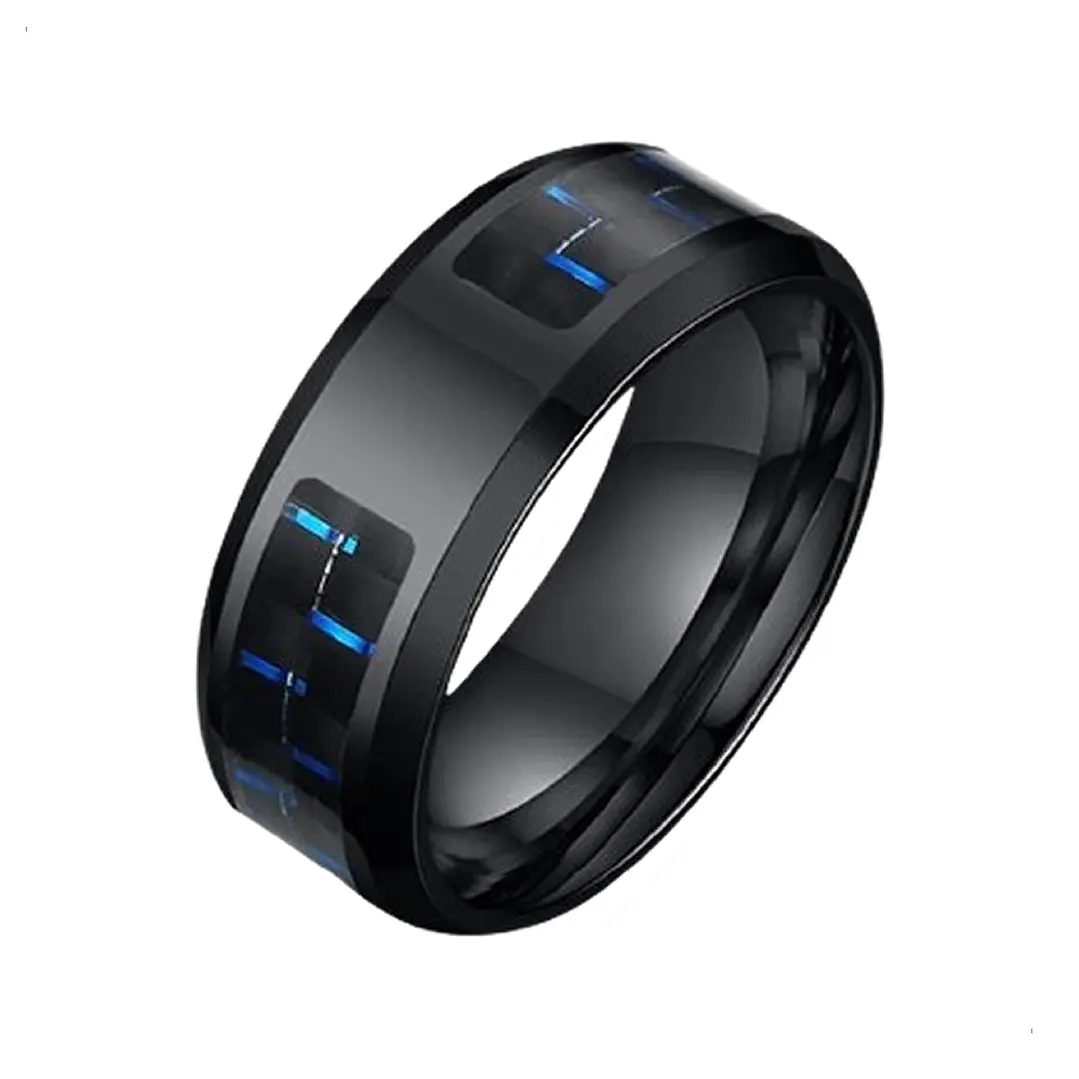 Anillo Irlanda Black And Blue, Carbon Fiber, Hombre 1