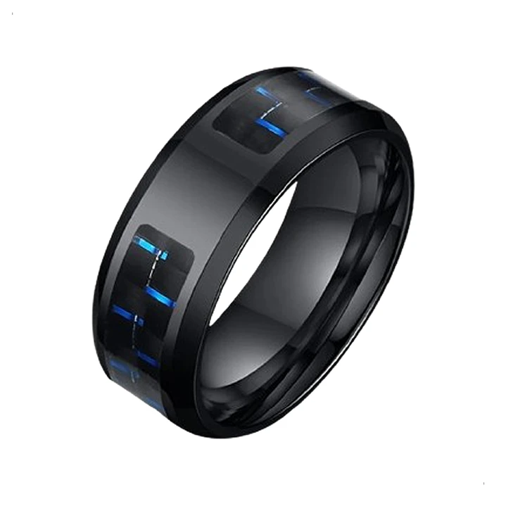 Anillo Irlanda Black And Blue, Carbon Fiber, Hombre 1