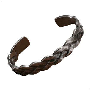 Brazalete Trenzado, Acero Inoxidable Estilo Vintage, Hombre