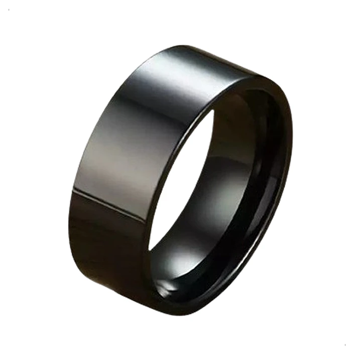 Anillo Plain Black, Acero Inoxidable, Unisex 1