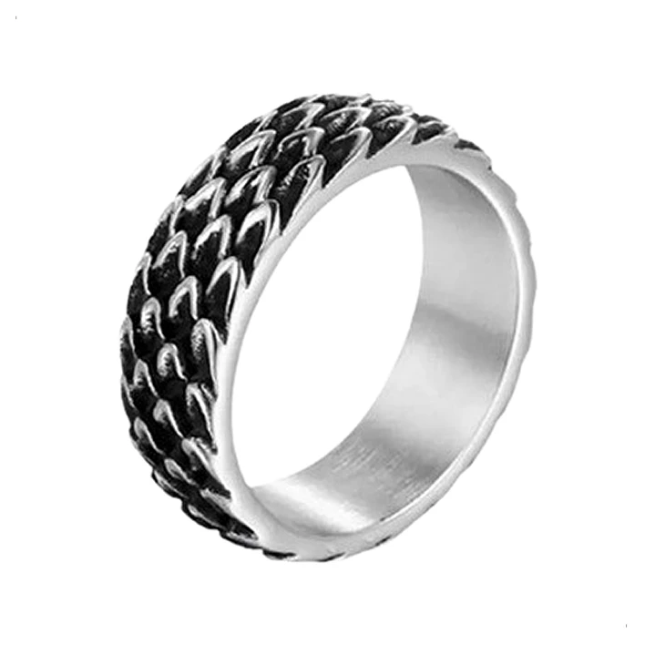 Anillo Escama De Dragón, Acero Inoxidable, Unisex 1
