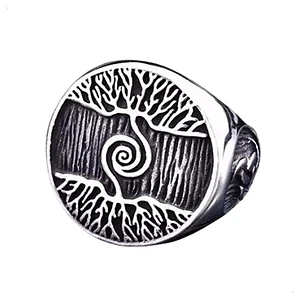Anillo Vikingo Yggdrasil, Acero Inox., Hombre