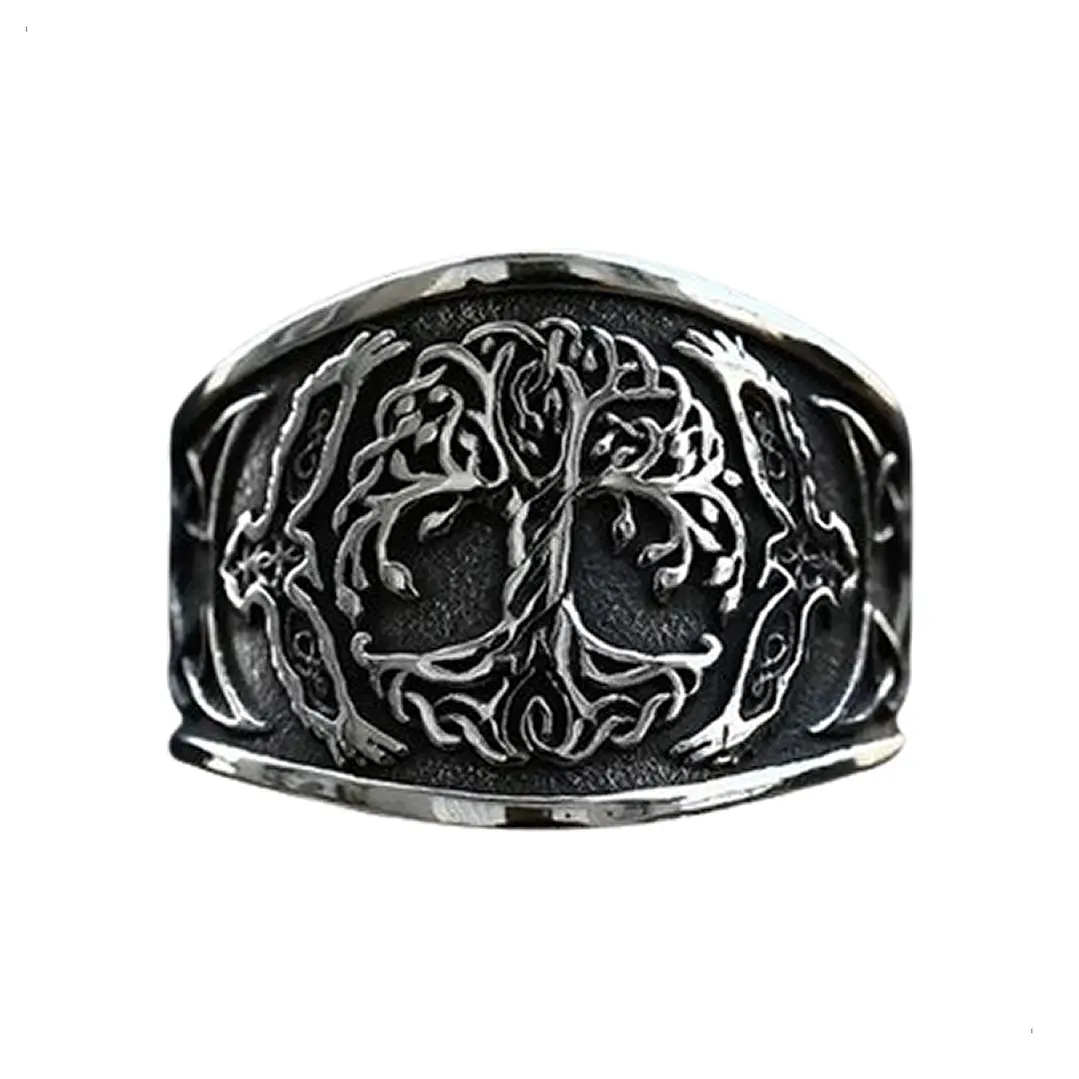 Anillo Vikingo Yggdrasil, Acero Inoxidable, Unisex 1
