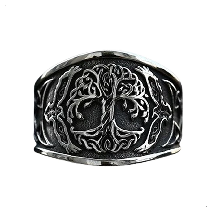 Anillo Vikingo Yggdrasil, Acero Inoxidable, Unisex 1