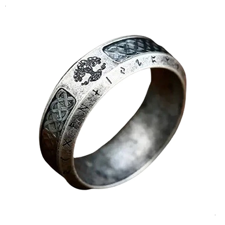 Anillo Yggdrasil, Nudo Y Runas, Acero Inoxidable, Unisex 1