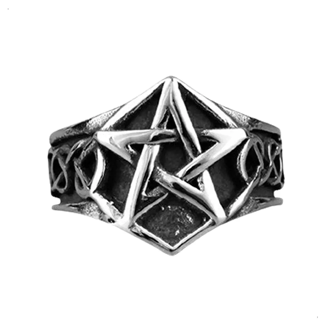 Anillo Pentagrama Clásico, Acero Inoxidable, Unisex 1