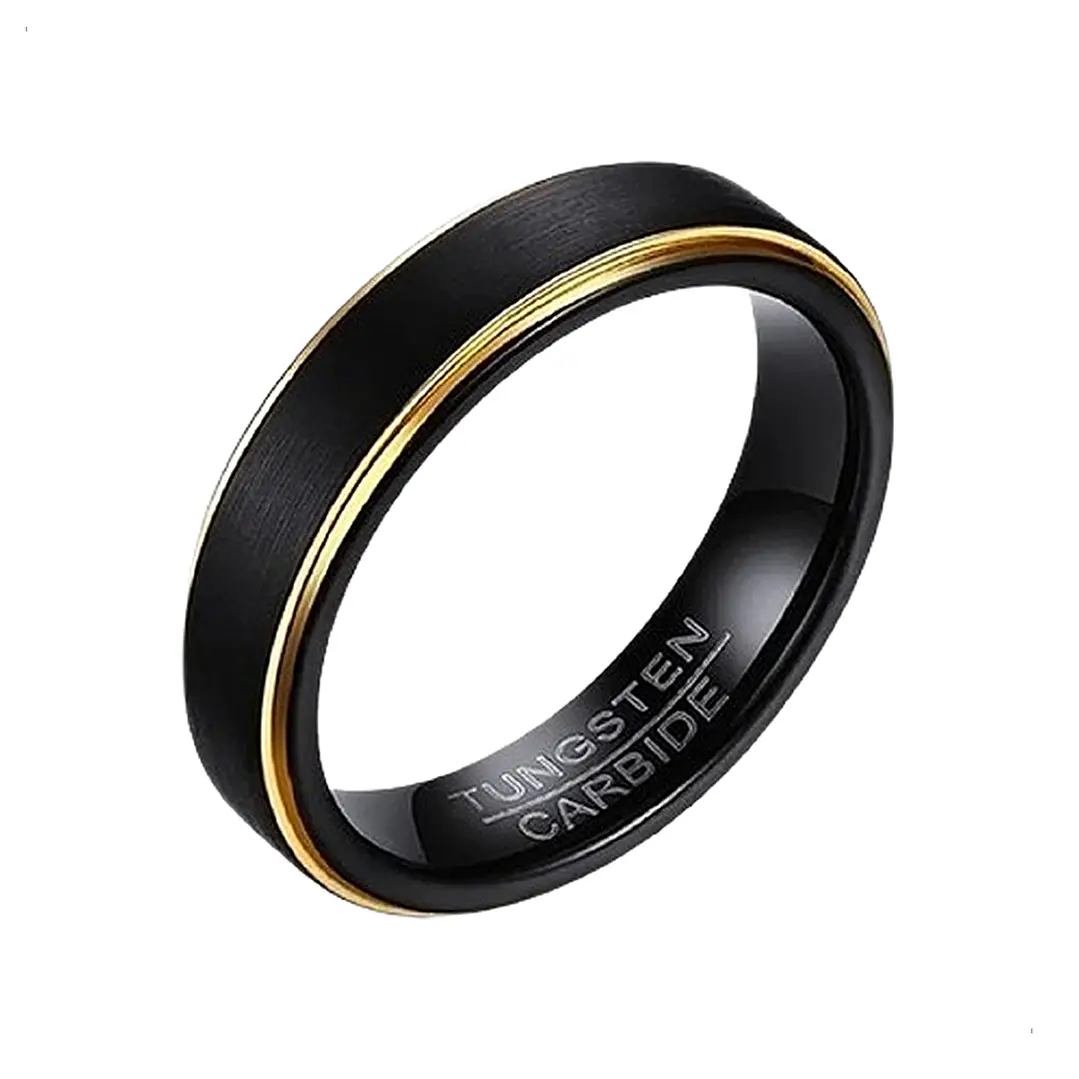Anillo Black And Gold, Tungsteno, Unisex 1