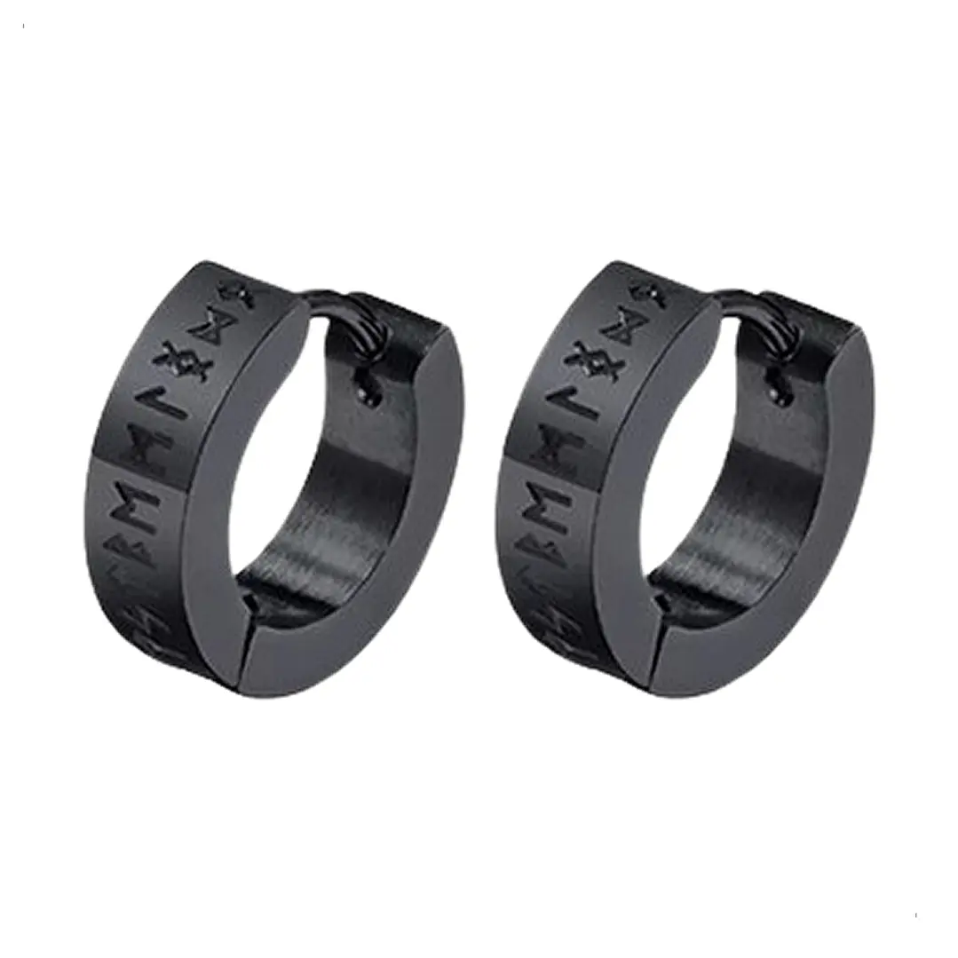 Aros Vikingos Runas, Oreja Con Perforación, Acero Inoxidable 1