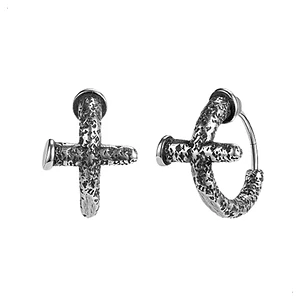 Aros Piercing Cruz Envejecida, Acero Inoxidable Hombre-mujer
