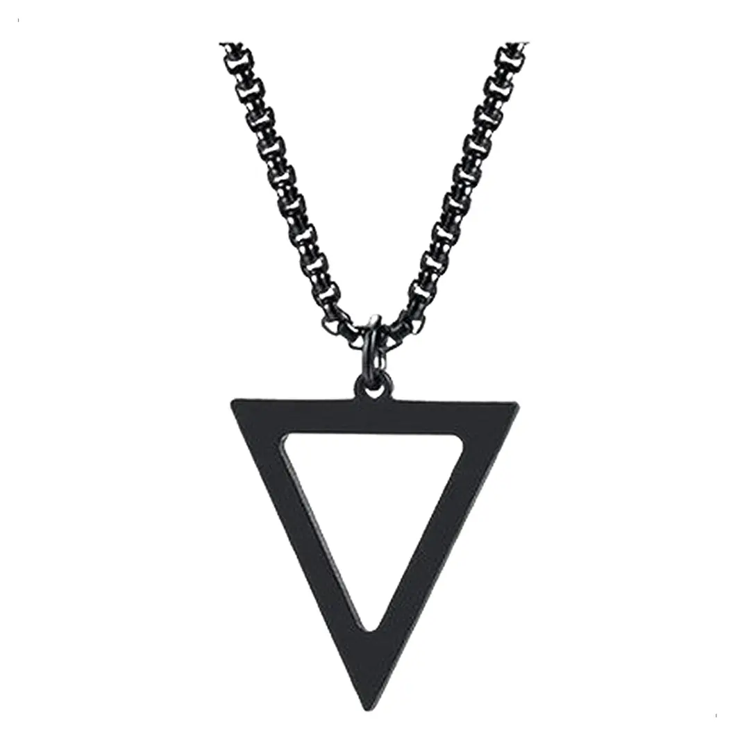 Collar Black Or Silver Triangle, Acero Inoxidable, Hombre 1